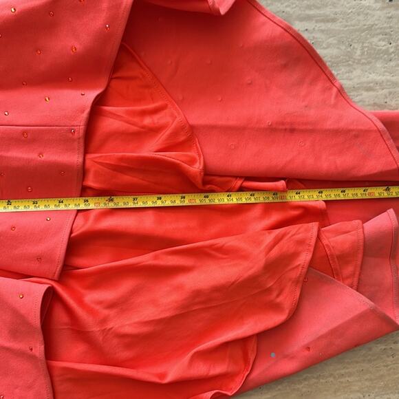 Sherri Hill NWT Orange Bedazzled Halter Neck Formal Prom Fitted Dress FLAWED - Picture 14 of 16